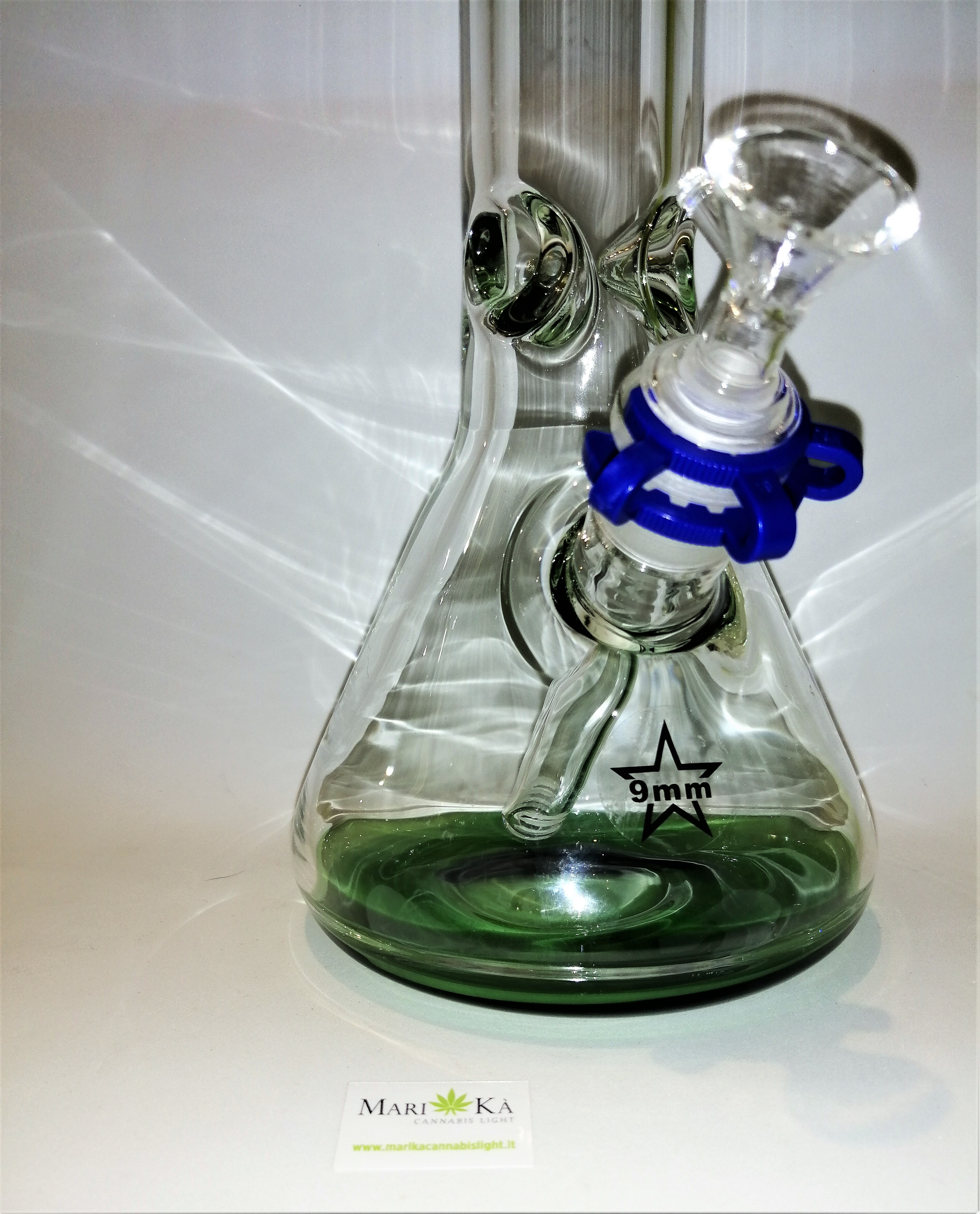 ATOMIC MINI BONG IN VETRO TRASPARENTE CON AMPOLLA E PUNTE PER IL GHIACCIO -  ALTEZZA 22 cm SPESSORE 2,5mm